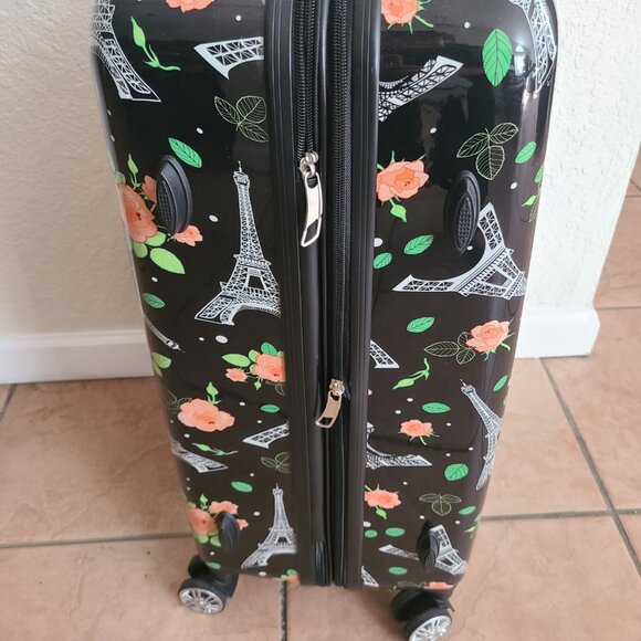 NWT Romantic Paris Rose Eiffel Tower hard shell luggage - Picture 6 of 10